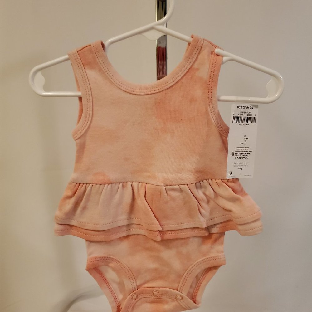 Onesie, tie-die peach and cream bodysuit (Carter's) 3 months